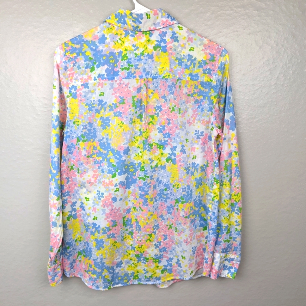 Boden Lightweight Cotton Pastel Floral Button-Up Shirt 6 - Picture 4 of 4